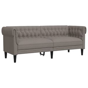 vidaXL Trivietė chesterfield sofa, taupe spalvos, audinys