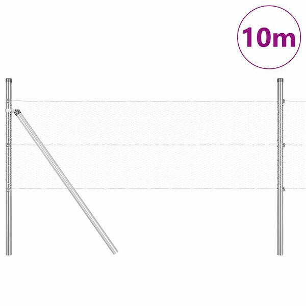 vidaXL Tvora su stulpais Sidabro 0.4 x 10 m PVC dengtas plienas
