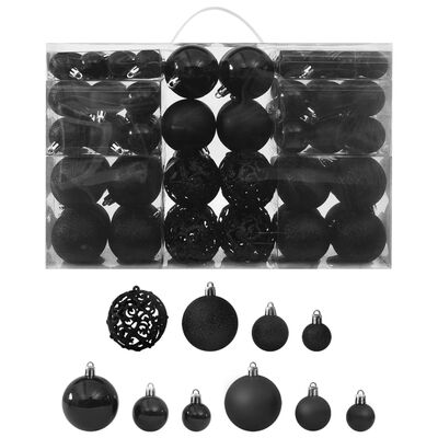 vidaXL Eglutės žaisliukų rinkinys, 100vnt., juodos spalvos