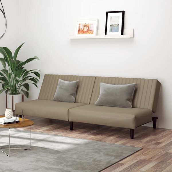 vidaXL Dvivietė sofa-lova, kapučino spalvos, dirbtinė oda