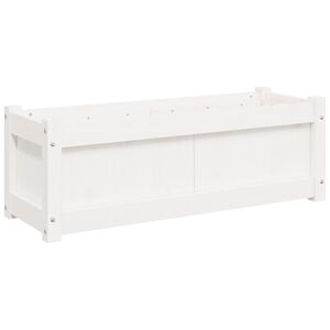 vidaXL Sodo lovelis, baltas, 90x31x31cm, pu&scaron;ies medienos masyvas