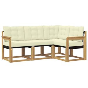 vidaXL Lauko sofos komplektas su pagalve 4 pcs Balta ir kreminė