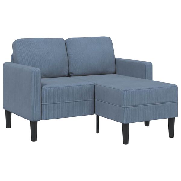 vidaXL 2-vietė sofa su gultu L formos mėlyna 125 cm patalynė