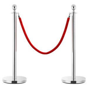 vidaXL VIP eilės užtvaros rinkinys, 3 dalių, sidabrinis, plienas