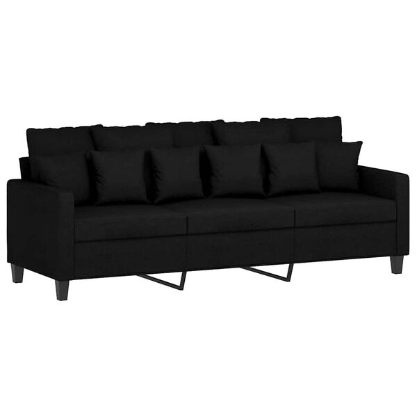 vidaXL Trivietė sofa, juodos spalvos, 180cm, audinys