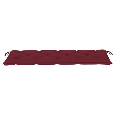 vidaXL Batavia suoliukas su vyno raudona pagalve, 150cm, tikmedis