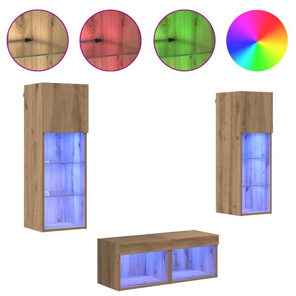 vidaXL TV sieniniai spintelės 4 pcs Juodas ąžuolas 40 x 30 x 30 cm