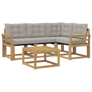 vidaXL Lauko sofos komplektas su pagalve 5 pcs Balta ir &scaron;viesiai pilka