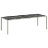 vidaXL Sodo stalas, baltas, 250x100x75cm, poliratanas ir stiklas