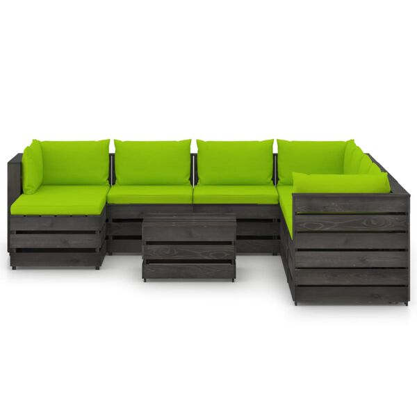 vidaXL Sodo komplektas su pagalvėlėmis, 9 dalių, impregnuota mediena