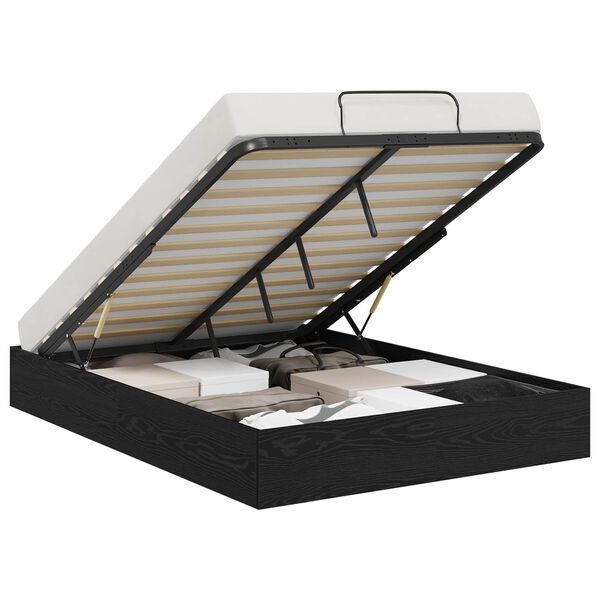 vidaXL Otomano lovos rėmas Juodas Ąžuolas 203 x 140 x 25 cm