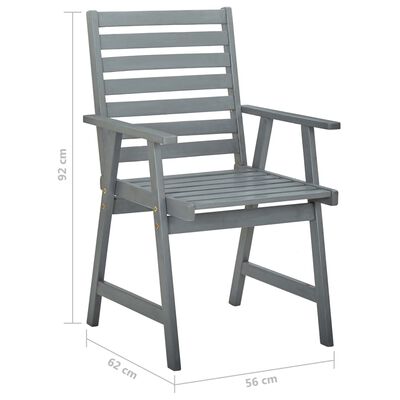vidaXL Lauko valgomojo kėdės, 8vnt., pilkos, akacijos medienos masyvas