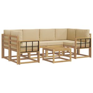 vidaXL Lauko sofos komplektas 7 vnt. 6 vietos Balta ir kreminė
