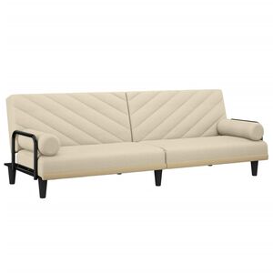 vidaXL Sofa-lova su porankiais, kreminės spalvos, audinys