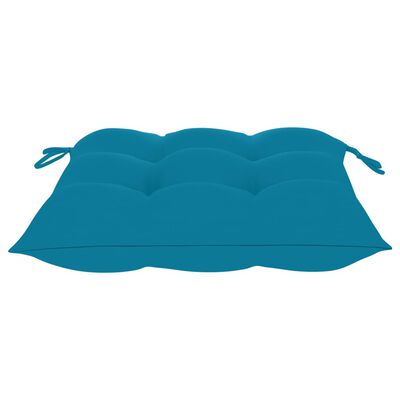 vidaXL Bistro komplektas su mėlynomis pagalvėlėmis, 3 dalių, tikmedis