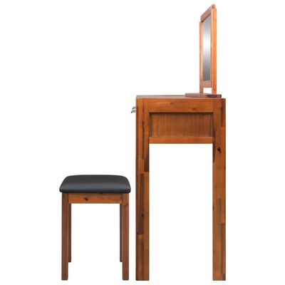vidaXL Kosmetinis staliukas su kėdute ir veidrodžiu, akacij. med. mas.
