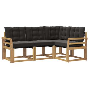 vidaXL Lauko sofos komplektas su pagalve 4 pcs Balta ir juoda