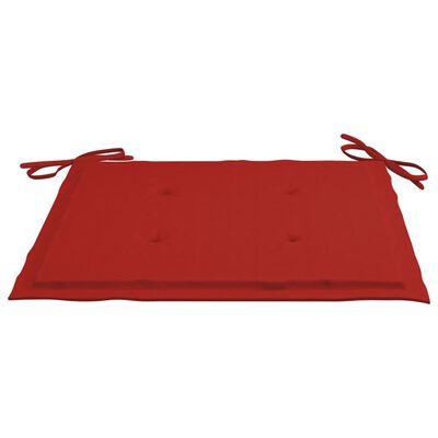 vidaXL Sodo kėdės su raudonomis pagalvėmis, 3vnt., tikmedžio masyvas