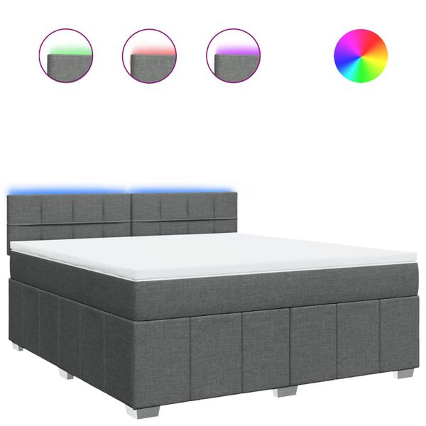 vidaXL Lova su spyruoklėmis/čiužiniu,tamsiai pilka, 180x200cm, audinys