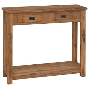 vidaXL Konsolinis stalas Natūrali 90 x 30 x 80 cm Kieto teka medžio