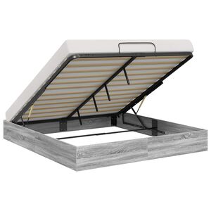 vidaXL Otomano lovos rėmas su saugykla Pilka Sonoma 203 x 180 x 25 cm