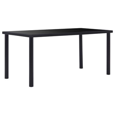 vidaXL Valgomojo stalas, juodas, 160x80x75cm, grūdintas stiklas