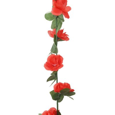 vidaXL Dirbtinių gėlių girliandos, 6vnt., pavasario raudonos, 250cm