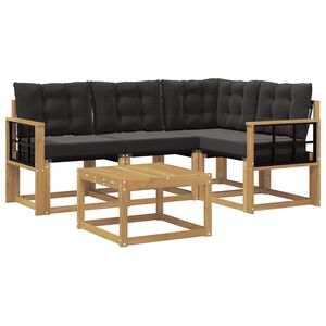 vidaXL Lauko sofos komplektas su pagalve 5 pcs Balta ir juoda