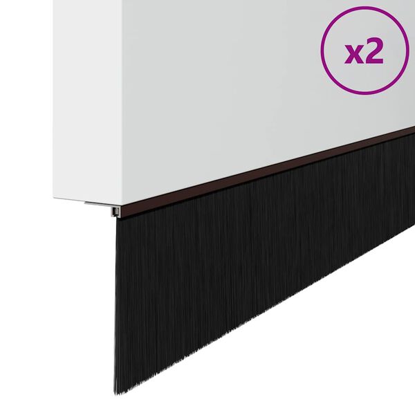 vidaXL Sukabinamų durų šepetėlių sandarikliai 2 pcs Ruda 100 cm