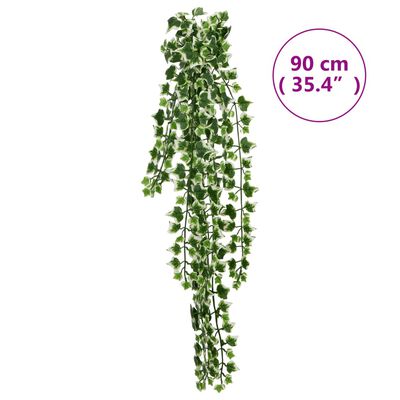 vidaXL Dirbtiniai pakabinami augalai, 12vnt., žali ir balti, 90cm