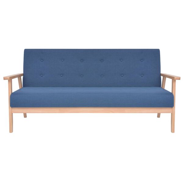 vidaXL Trivietė sofa, mėlynos spalvos, audinys