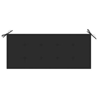 vidaXL Sodo suoliukas su juoda pagalvėle, 120cm, tikmedžio masyvas