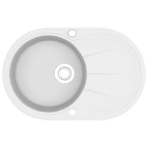 vidaXL Virtuvinė plautuvė, balta, granitas, vieno dubens, oval. form.