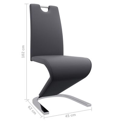 vidaXL Valgomojo kėdės, 4vnt., pilkos, dirbtinė oda, zigzago formos