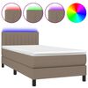 vidaXL Lova su spyruoklėmis/čiužiniu/LED, taupe, 90x190 cm, audinys