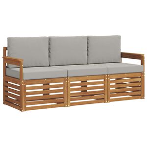 vidaXL Sofų komplektai su pagalve 3 pcs Natūrali ir &scaron;viesiai pilka