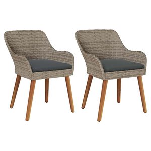 vidaXL Sodo Kėdė su pagalve 2 pcs Juoda 62,5 x 55 x 82 cm poliratanas