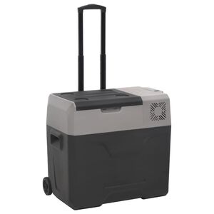 vidaXL &Scaron;altdėžė su ratukais ir rankena, juoda ir pilka, 30l, PP