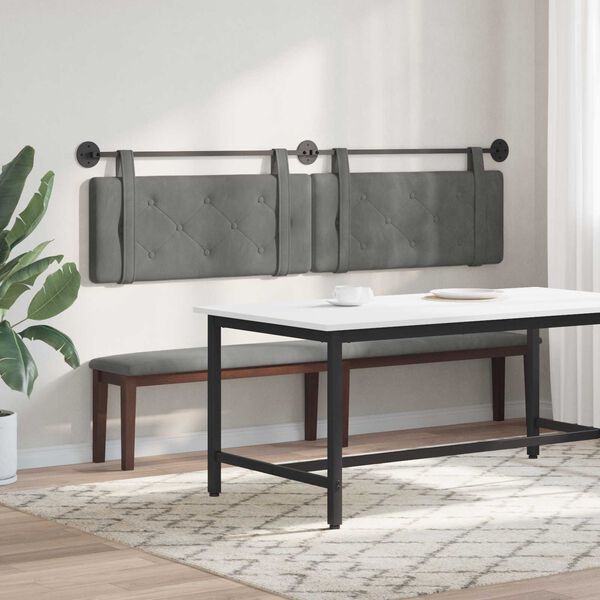 vidaXL Kabantysis galvūgalis Tamsiai pilka 210 x 55 x 5 cm Aksomas