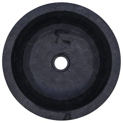 vidaXL Vonios spintelė su juodais marmuriniais praustuvais, tikmedis