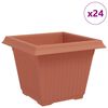 vidaXL Kvadratinis gėlių vazonas 24 pcs Raudona plyta Plastmasė