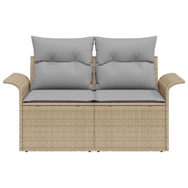 vidaXL Sodo sofa su pagalve Smėlio 141 x 62 x 69cm poliratanas