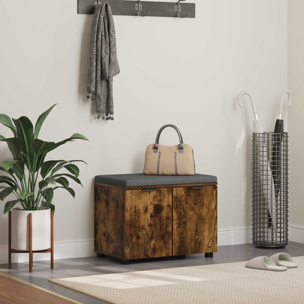 vidaXL Koridoriaus suolas su pagalve Rūkyta ąžuolas 60 x 38 x 46 cm