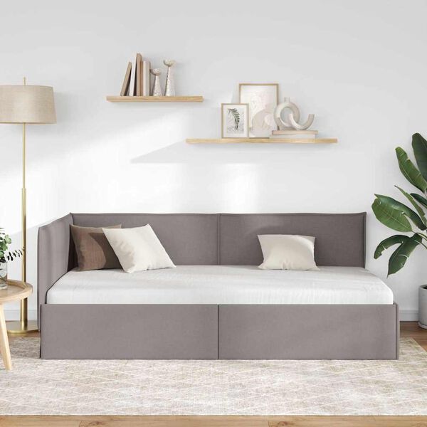 vidaXL Kampinė lovos konstrukcija Taupe 100 x 200 cm audinys