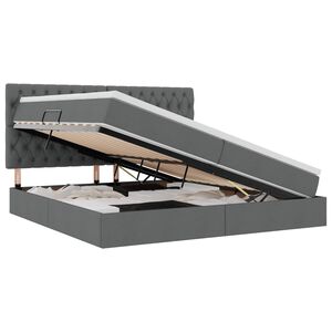vidaXL Lova su daiktų laikymo vieta ir LED Tamsiai pilka 200 x 200 cm