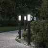 vidaXL Ap&scaron;vietimo stulpeliai su jutikliu ir lizdu, 3 vnt., 80 cm, nerūdijantis plienas, IP44