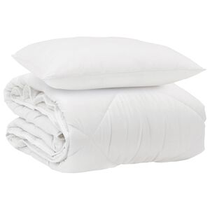 vidaXL Visų sezonų antklodė su pagalve 2 pcs Balta Mikropluo&scaron;tas