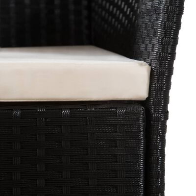 vidaXL Lauko kėdės su pagalvėlėmis, 2 vnt., poliratanas, juodos sp.