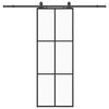 vidaXL Stumdomos durys su įrangos rinkiniu, juodas, 76x205 cm, ESG ir