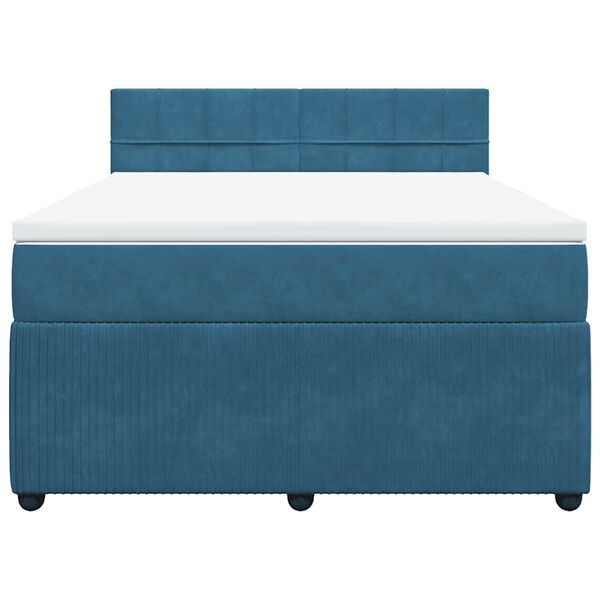 vidaXL Lova su spyruoklėmis ir čiužiniu, mėlyna, 140x200cm, aksomas